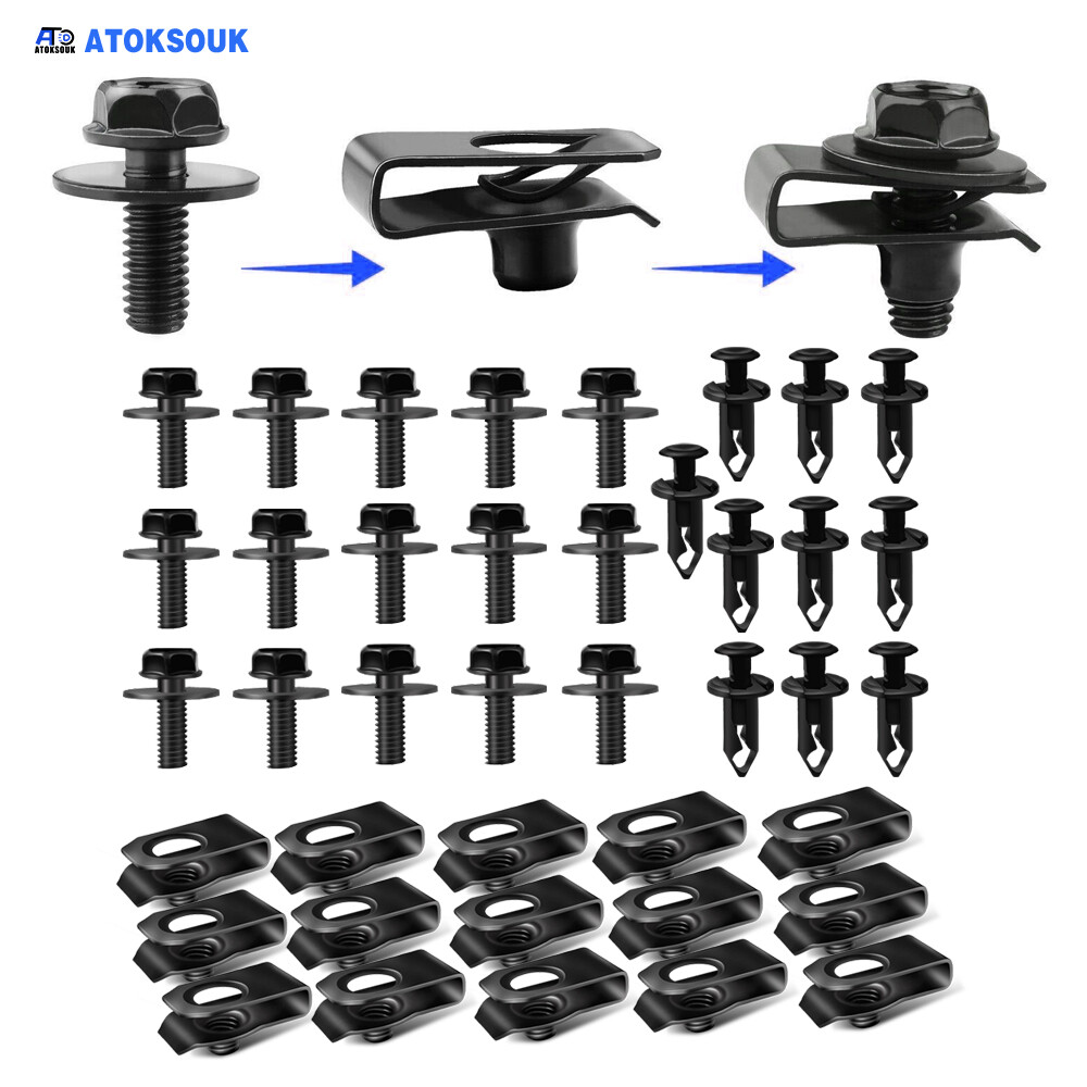 40pcs For Ford Mustang Body Bolts U-nut Clips Engine Under Cover Splash Shield