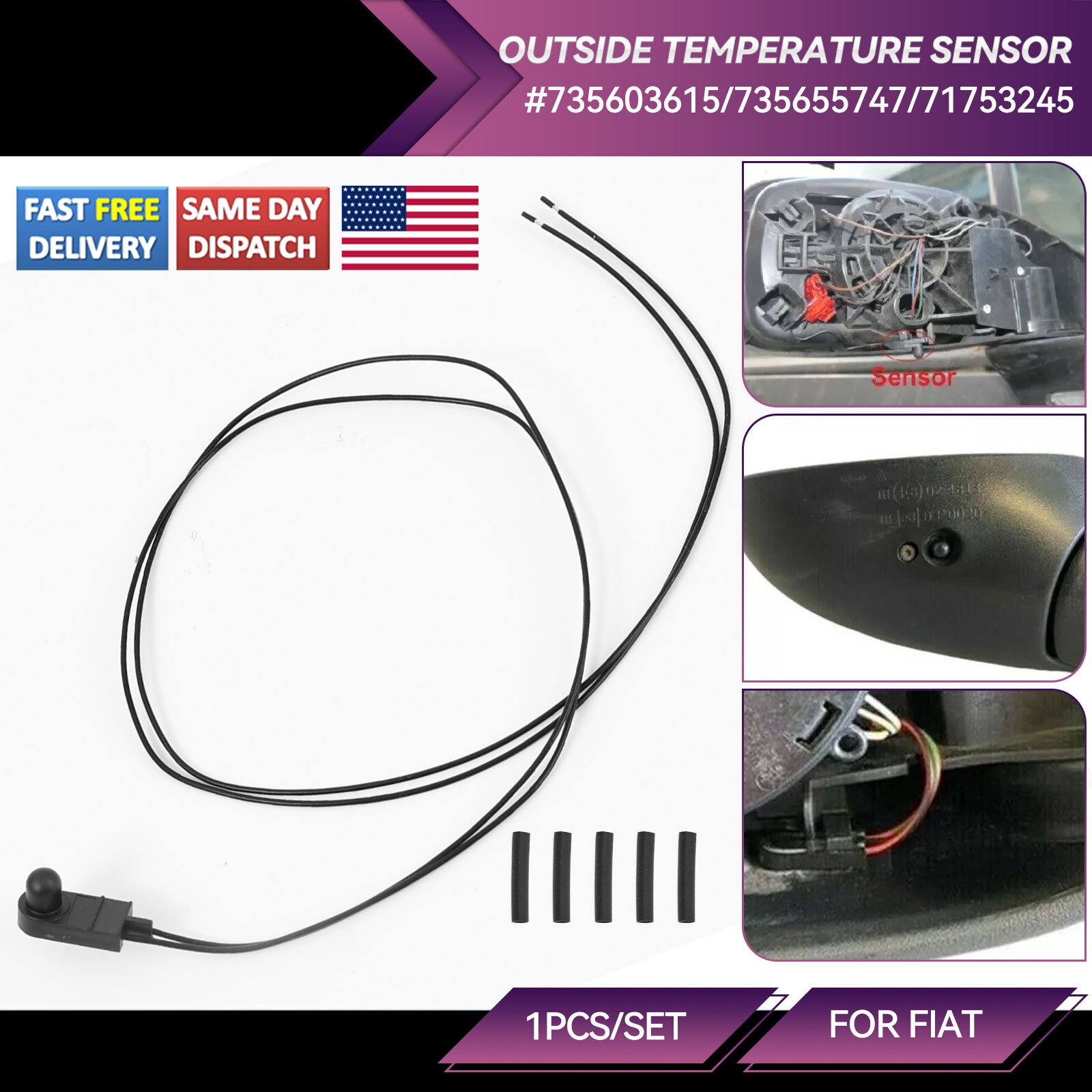 For Fiat 500 500L Jeep Renegade Ambient Air Temperature Sensor Mirror USA