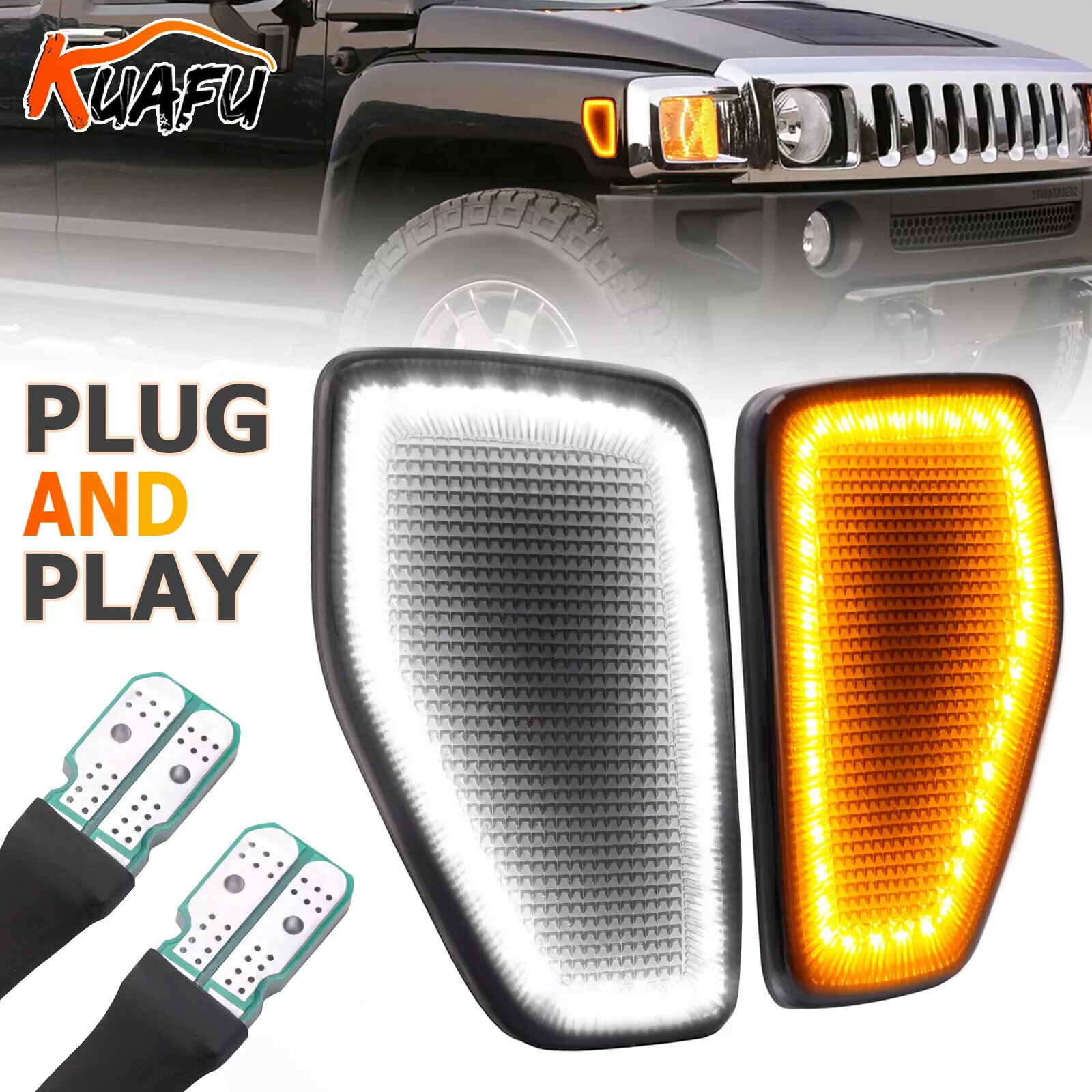 Switchback LED Front Corner Side Marker Lights For Hummer H3&H3T 2005/2006-2010