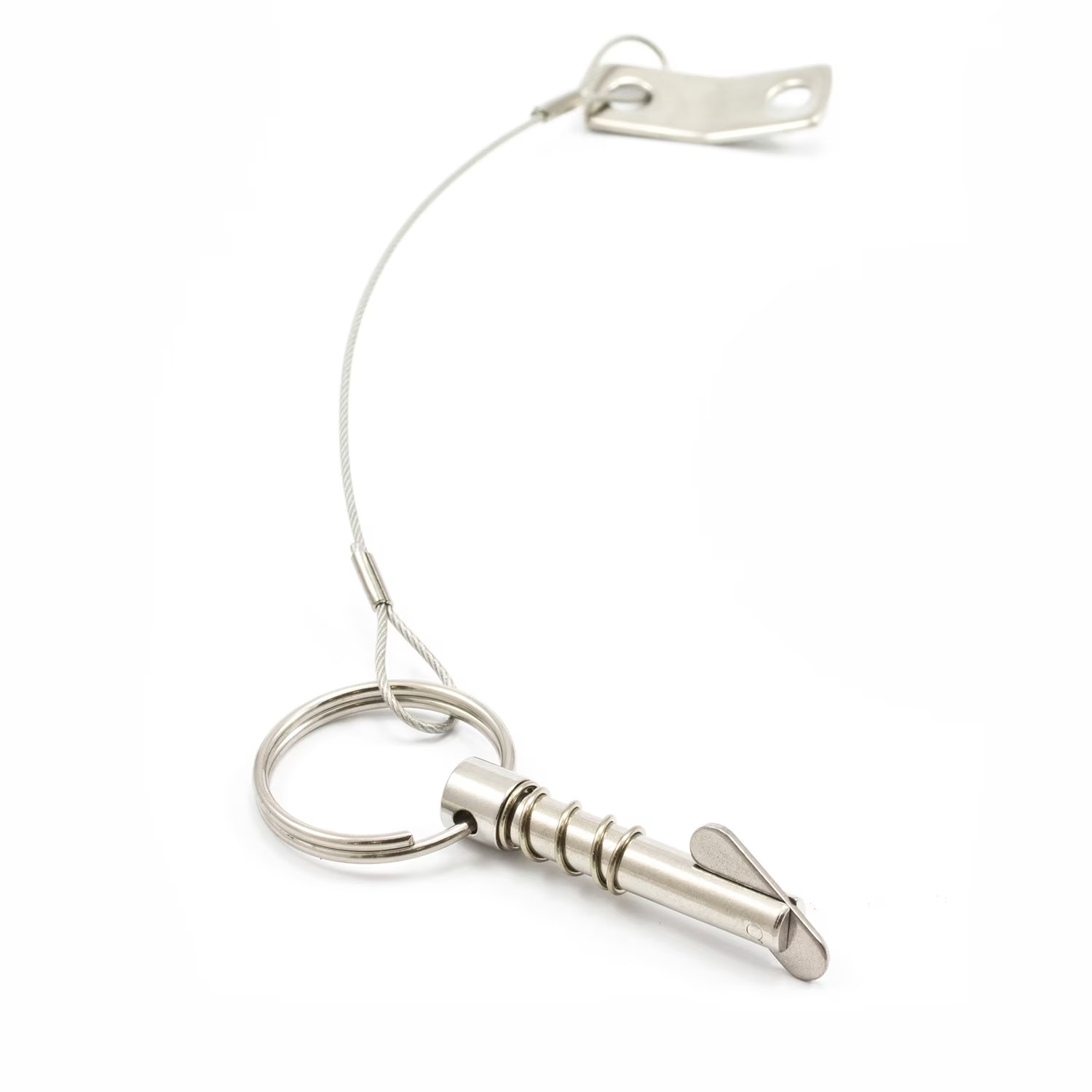 1/4″ STAINLESS STEEL CLEVIS PULL PIN WITH LANYARD, DROP CAM, AND SPRING