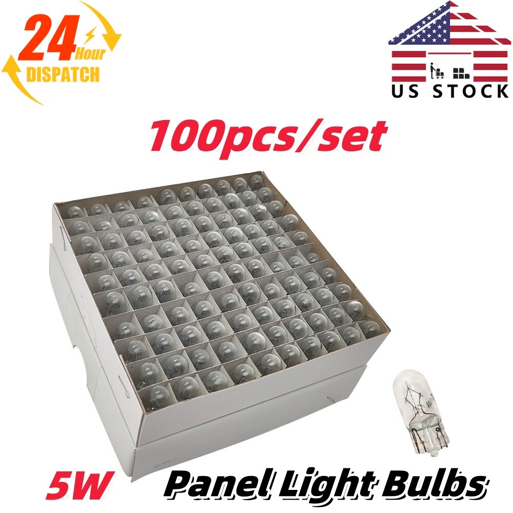 BULK BOX of 100 194 5W Clear Wedge Incandescent Instrument Panel Light Bulbs T10