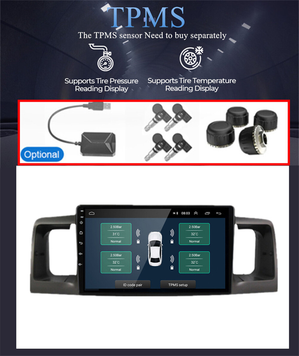 9″ Stereo Radio GPS FM WiFi 2+32GB For Toyota Corolla 2003-2008 Built-in Carplay