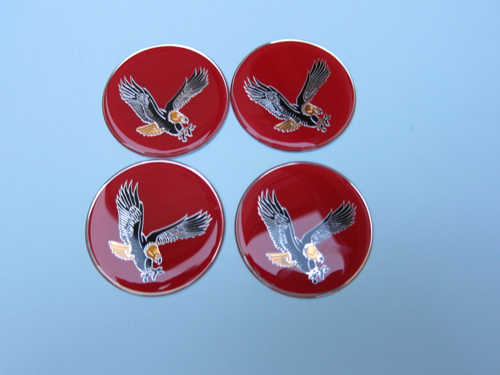 Lowrider hydraulics eagle logo sticker for wire wheel rim center cap red, 4 pcs
