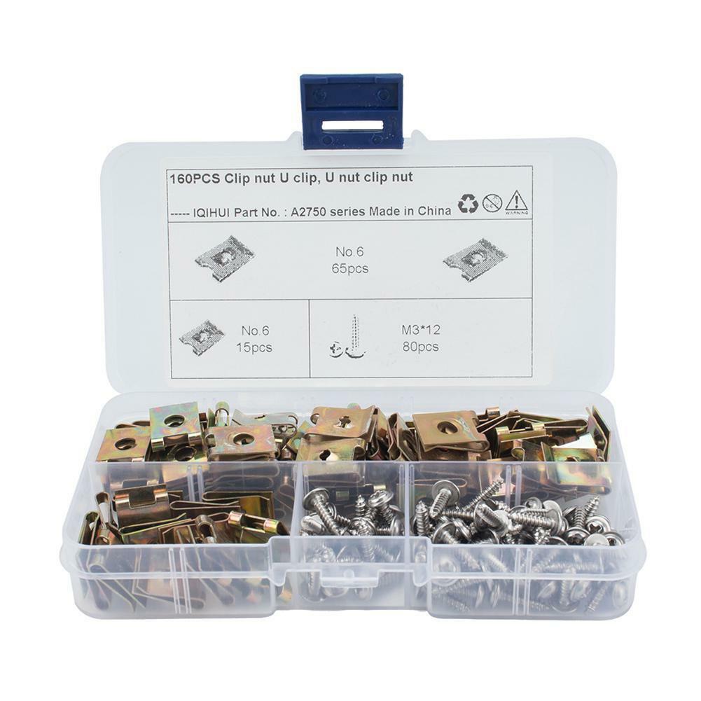 160PCS U Nuts Self Tapping Screw Spire U Clips Fit For Car Body Interior Panels