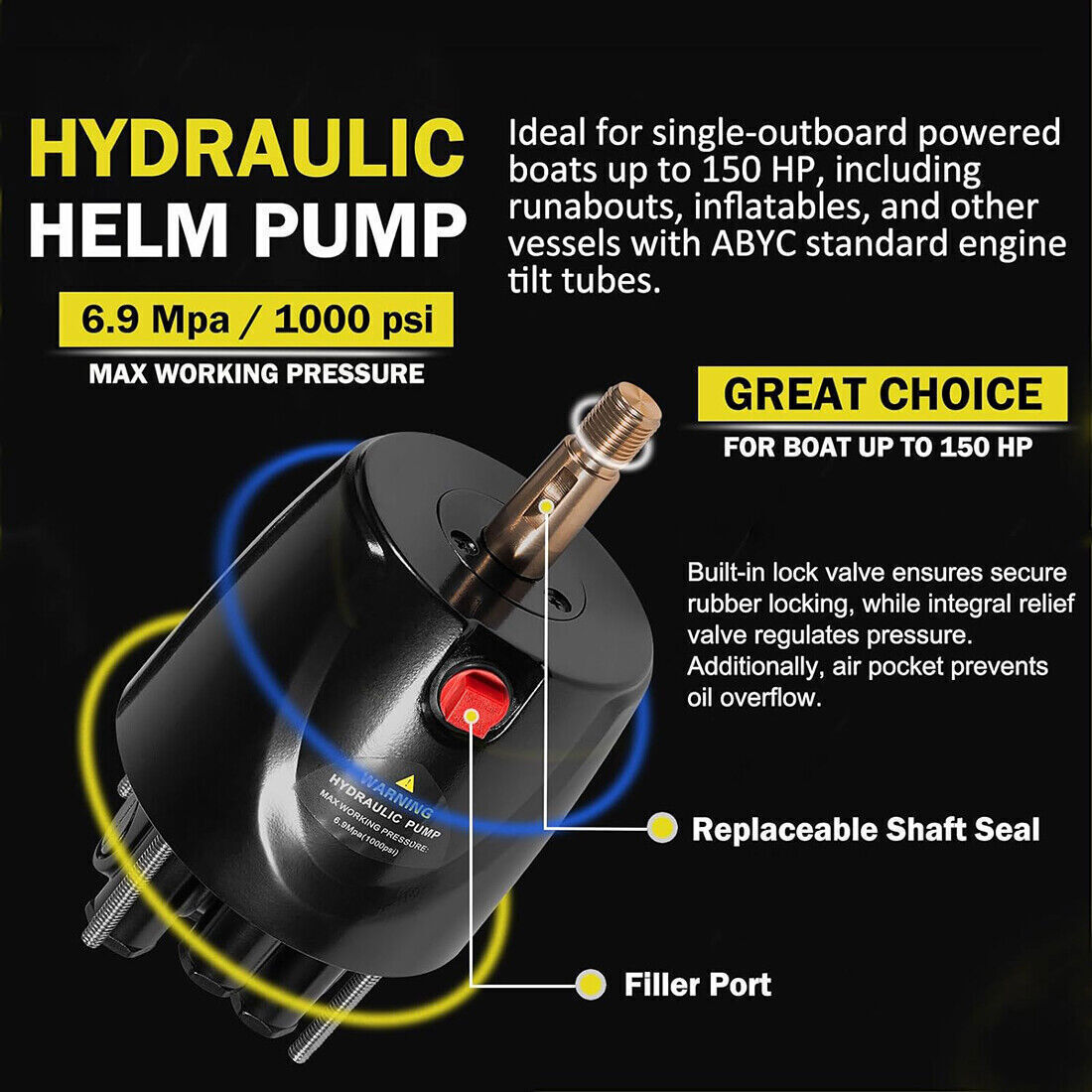 For Single-engine Use 150HP Hydraulic Outboard Steering Kit Boat Marine System