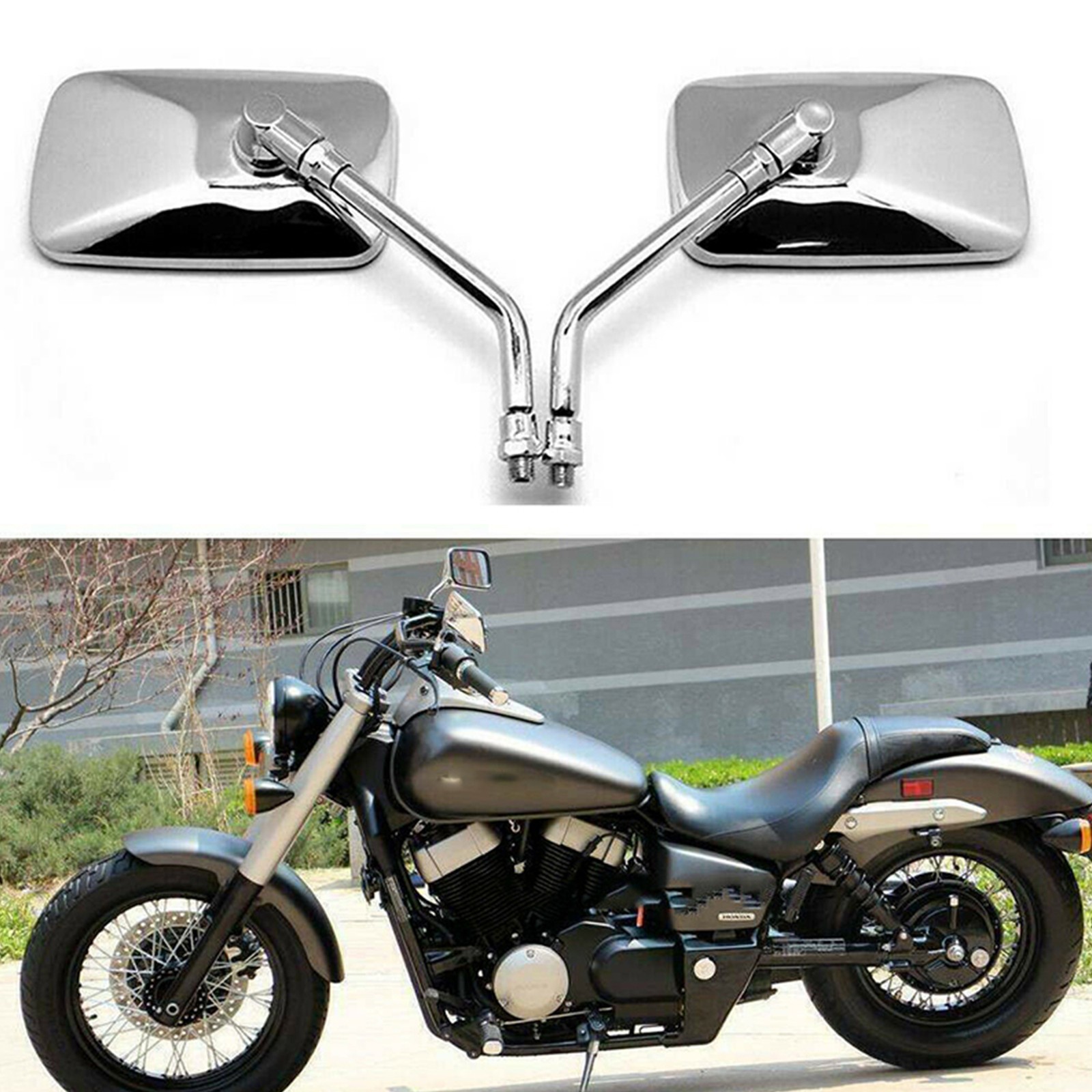 Chrome Rectangle Motorcycle Rearview Mirrors For Yamaha V Star 1300 950 650 1100