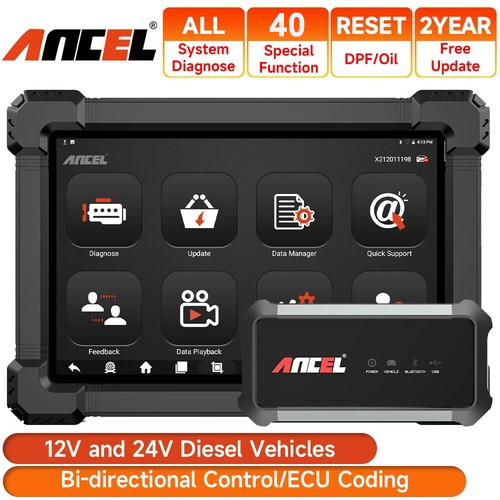 ANCEL X7HD Diesel Heavy Duty Truck Diagnostic Scanner DPF Regen OBD2 Code Reader