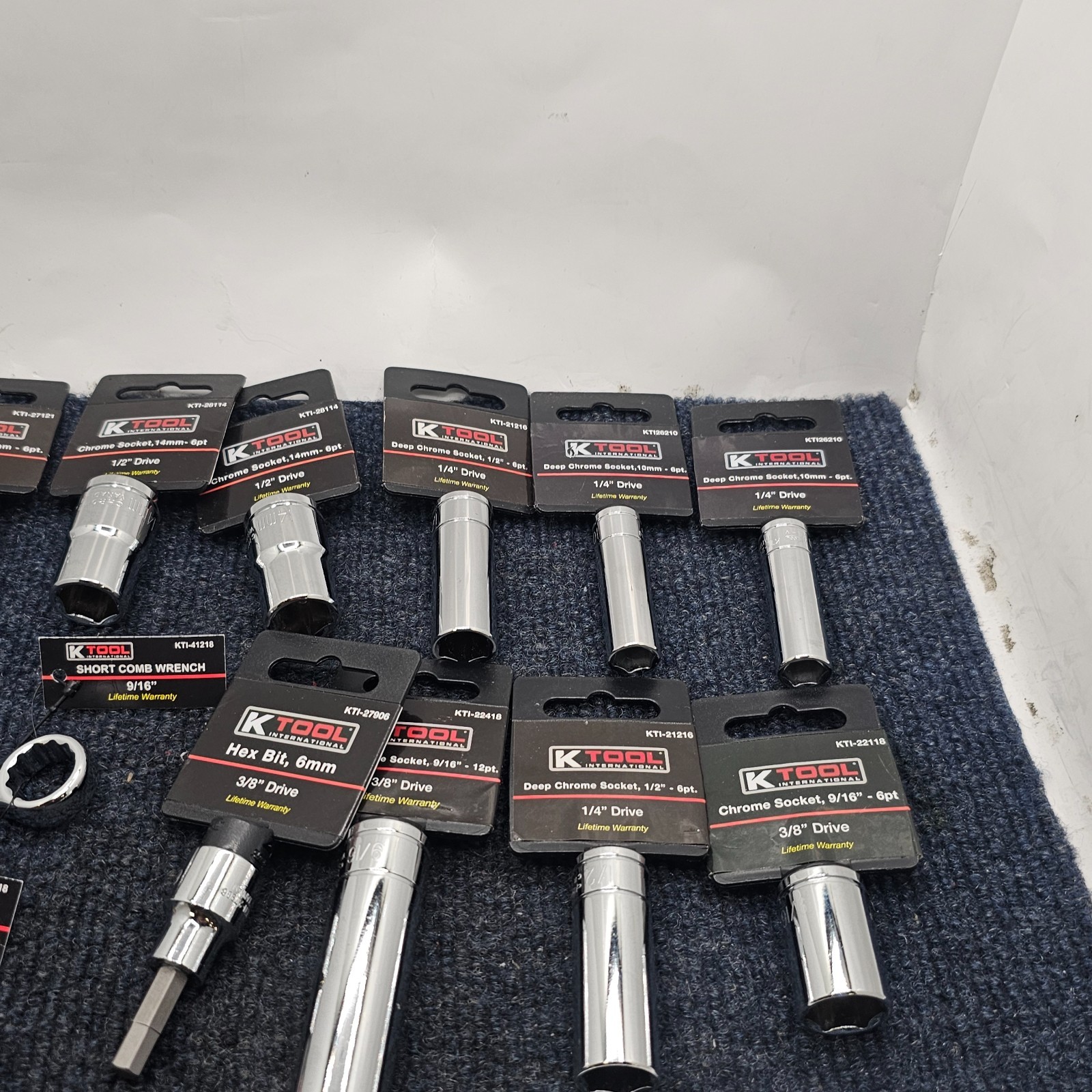 (13 Piece) KTool Deep Chrome Socket, Chrome Socket, Hex Bit & Wrench