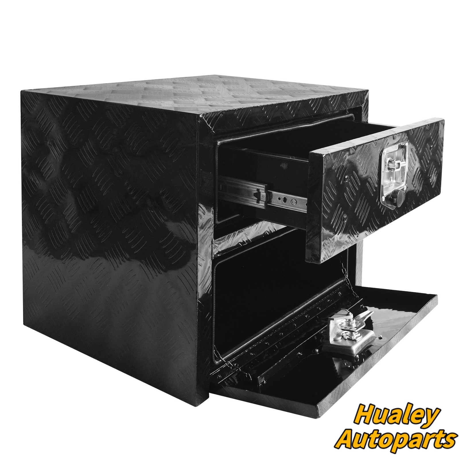 36″ Aluminum Double Layer Drawer Tool Cabinet Truck Pickup Trailer Organizer