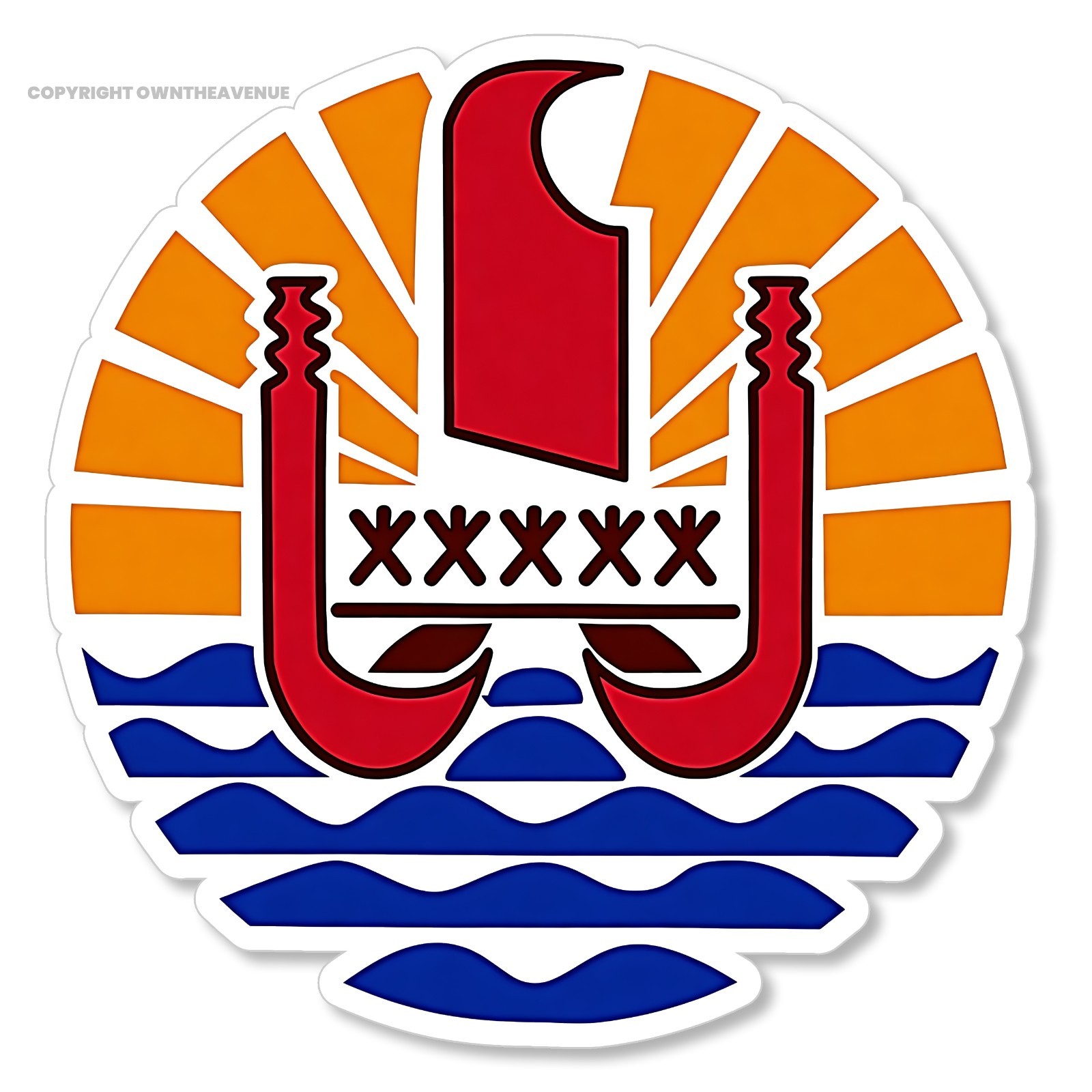 x2 French Polynesia Coat of Arms Flag Tahiti Teahupoo Vinyl Sticker 4″