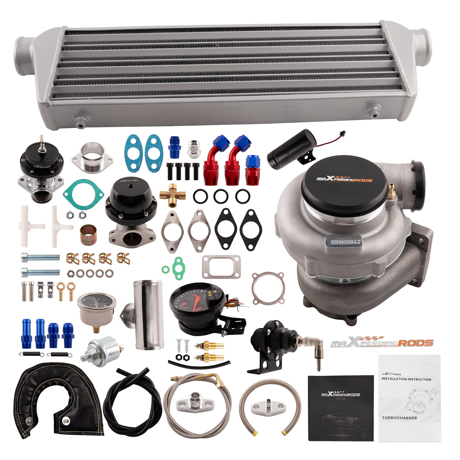 GT35 GT3582 Turbo Kit Wastegate + Intercooler BOV for Honda K20 F22 Engine