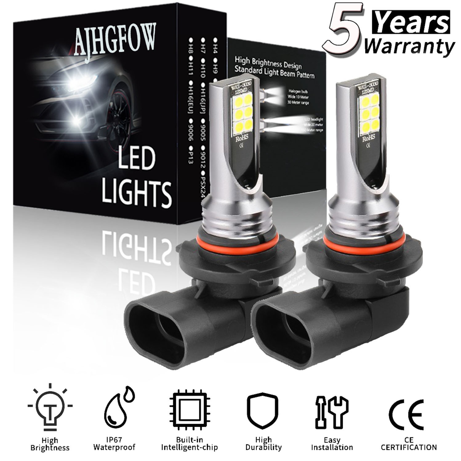 For Ford F-150 F-250 F-350 Super Duty 200W 6000K White LED Fog Lights Bulbs 2Pcs