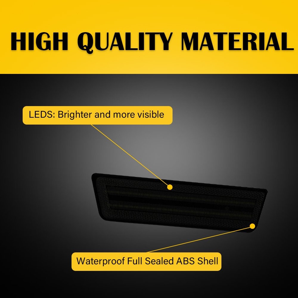 Smoke LED Side Marker Light for 08-14 Dodge Challenger Front Amber Rear Red SL