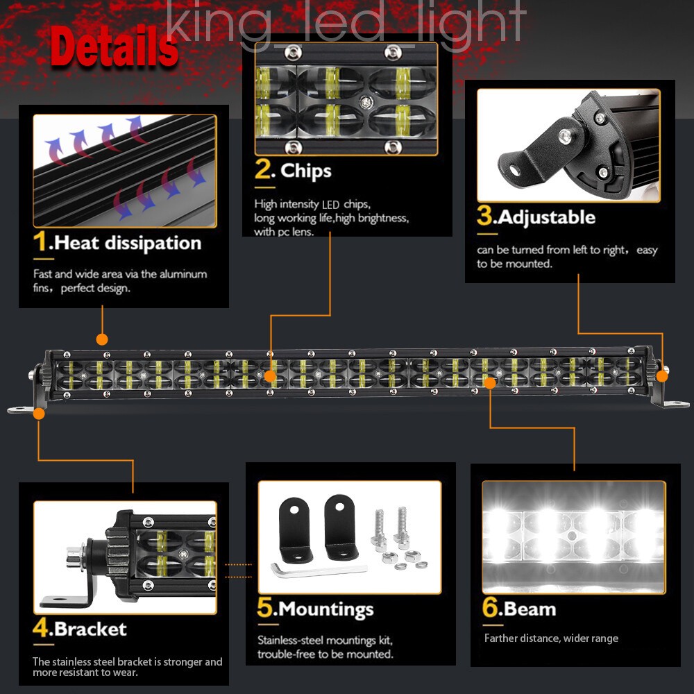 52” 1200W LED Light Bar + 22”+ 4″ Pods Combo Kit for Jeep Wrangler JK TJ CJ JL
