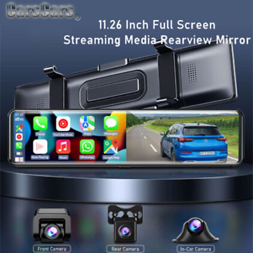 11.26″ Touch Screen +GPS Mirror Dash Cam Wireless Apple Carplay Android HOT