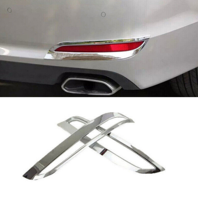 2P Chrome ABS Rear Bumper Fog Light Lamp Frame Trim For Hyundai Sonata 2015-2017