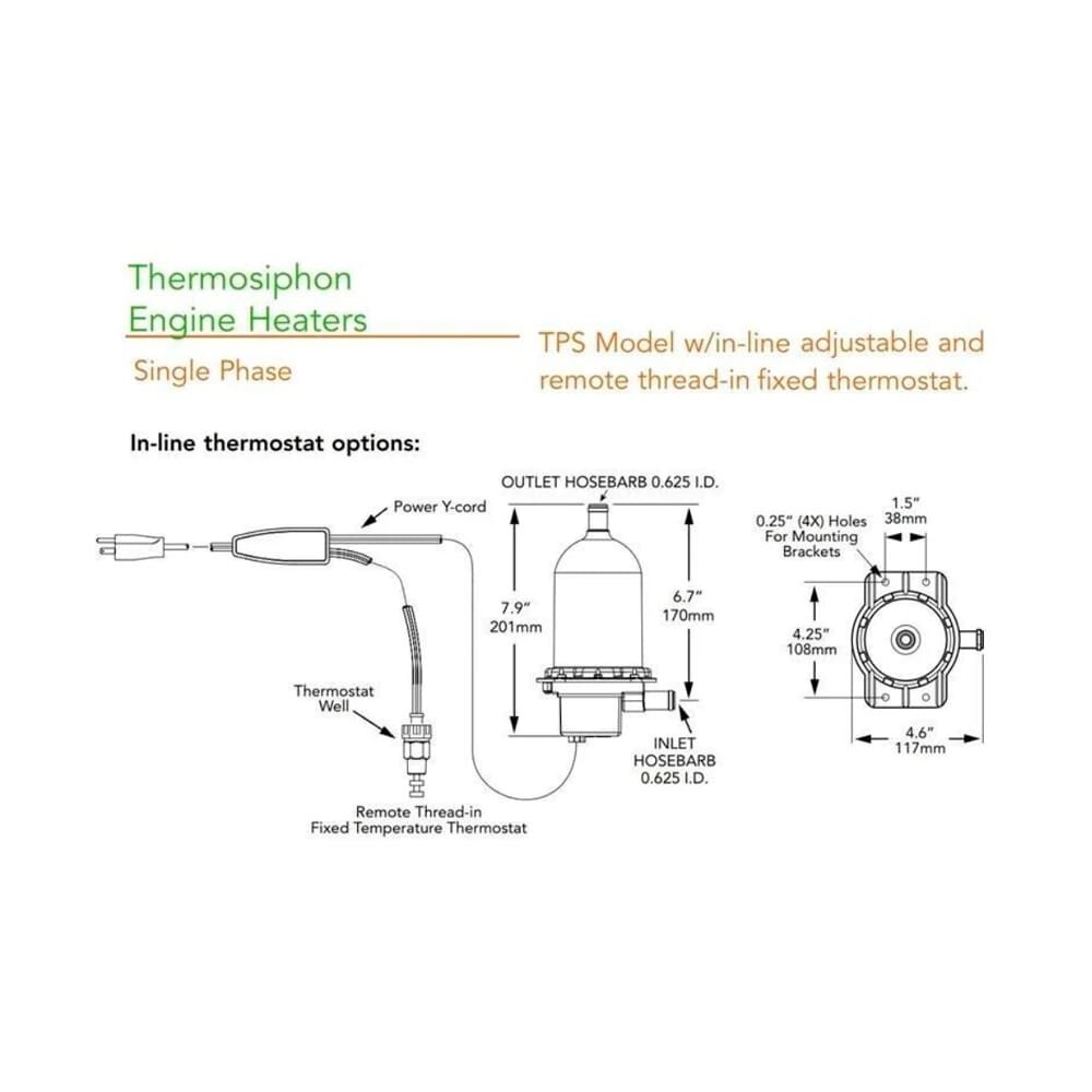 TPS101GT12-001 Original HOTSTART | Engine Coolant Pre-Heater | 1000W 120V 8.4Amp