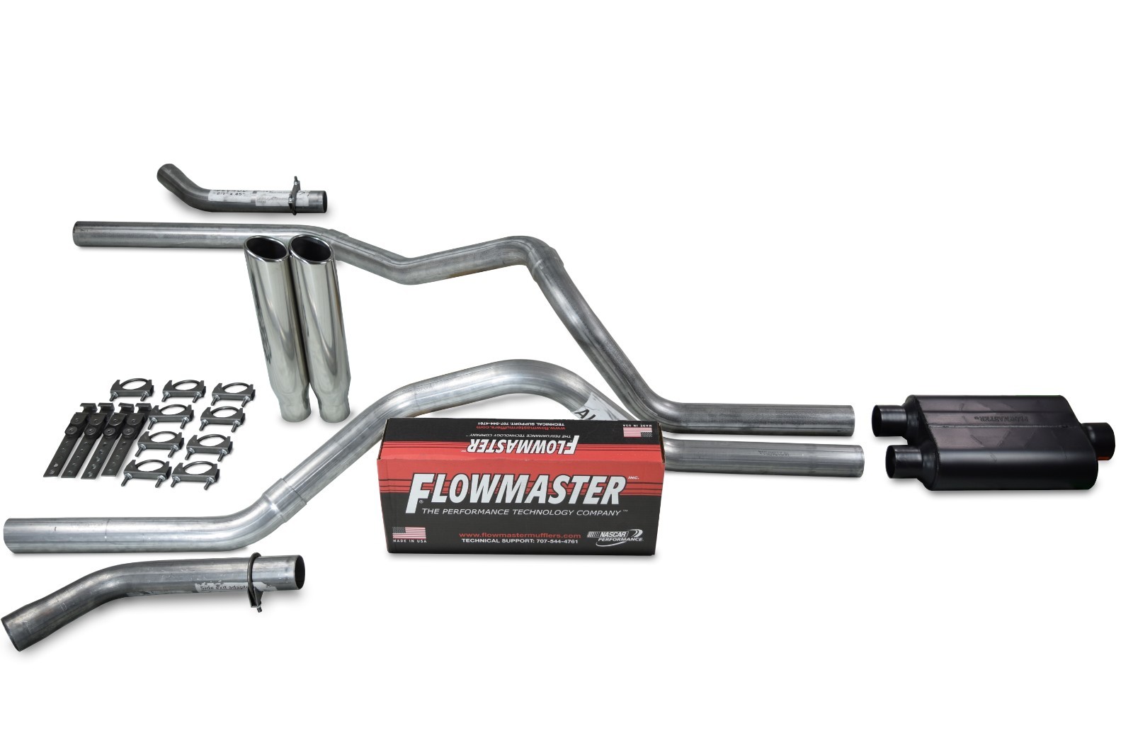 Ford F-150 87-97 2.5″ Dual Exhaust Kits Flowmaster 40 Series Clamp Tip Corner