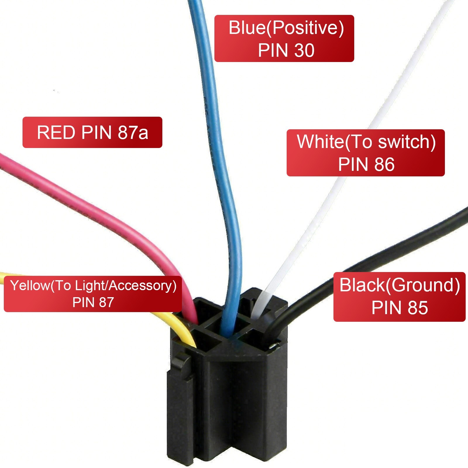 5xAuto Relays 40A 12V DC Switch Harness Sockets Waterproof Automotive SPDT Black
