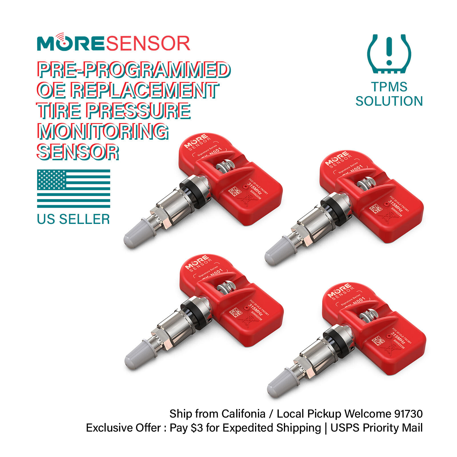 4-Pack 315MHz TPMS Tire Sensor | For Mercedes Benz E M R S SL Class Sprinter