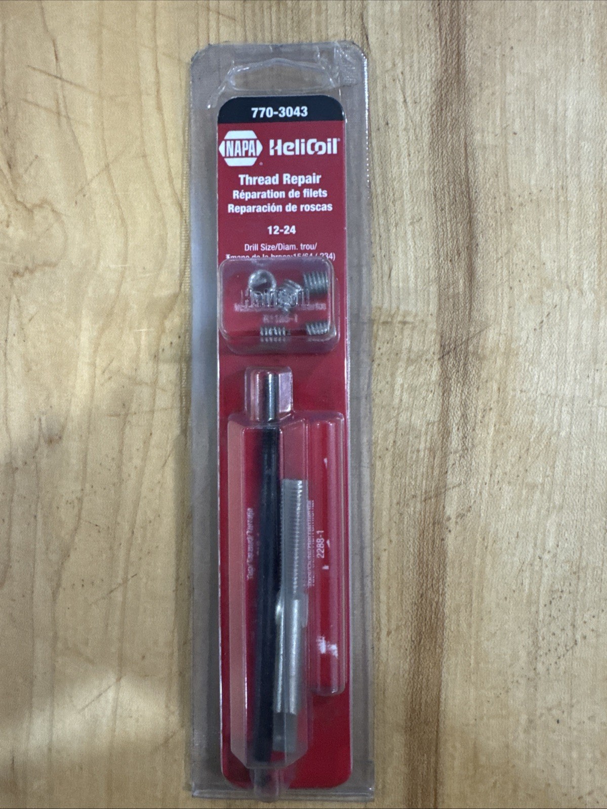 NAPA HeliCoil 770-3043 12-24 UNC Thread Repair Kit Tap Tool & 5 Inserts Made USA