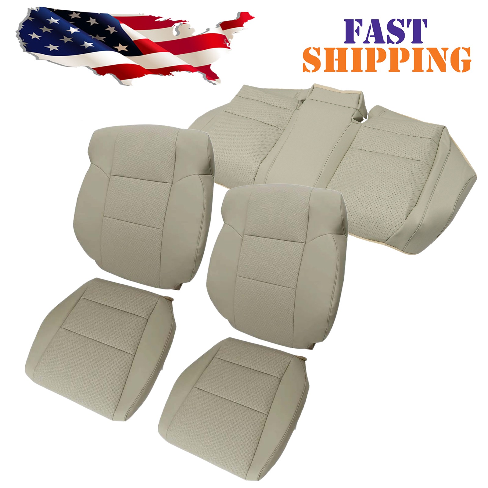 Front Bottom / Top / Rear Bottom Leather Seat Cover For 2009-2014 Acura TSX Tan