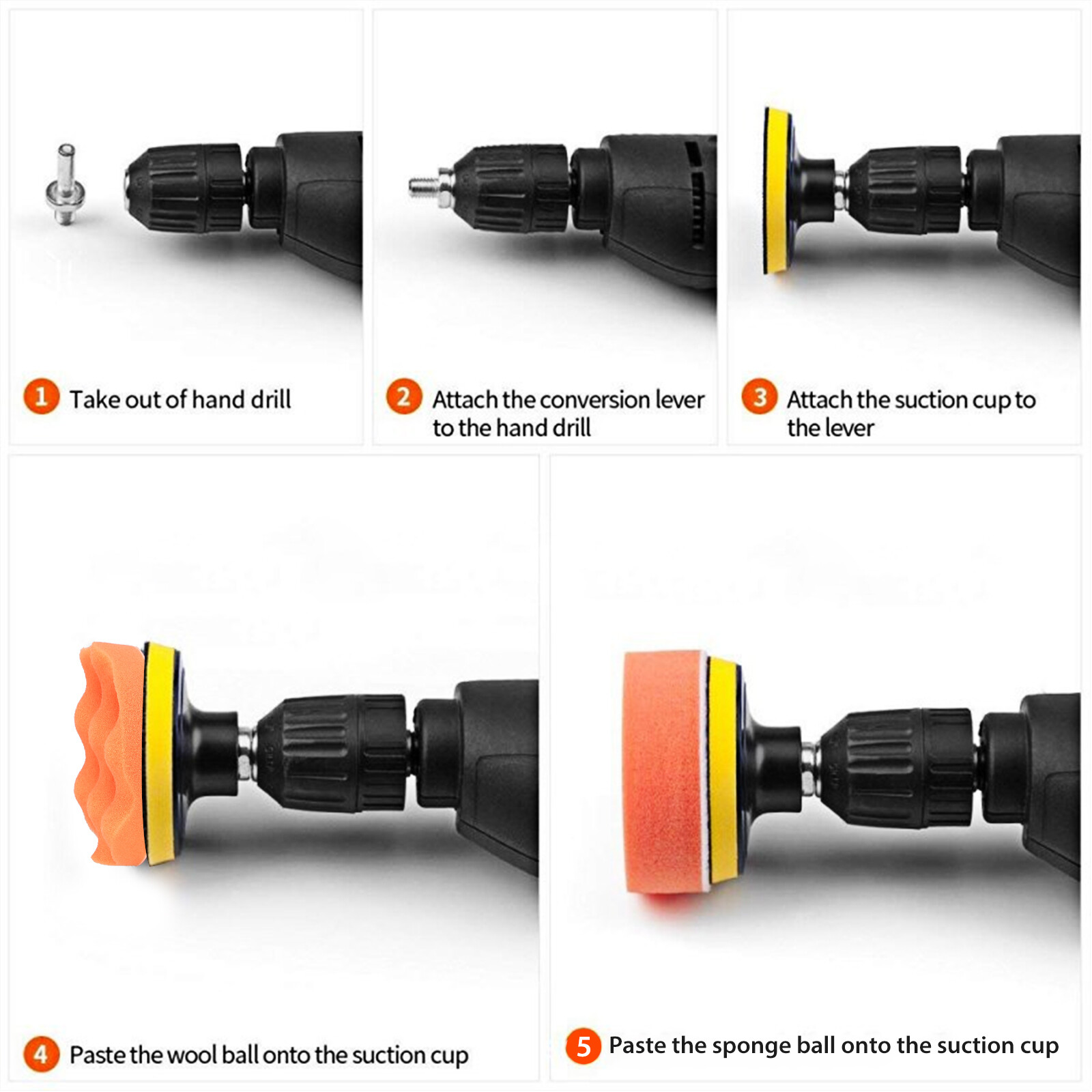 19Pcs 3″ Inch Polishing Pads Sponge Woolen Waxing Buffing Pad Kits Drill Adapter
