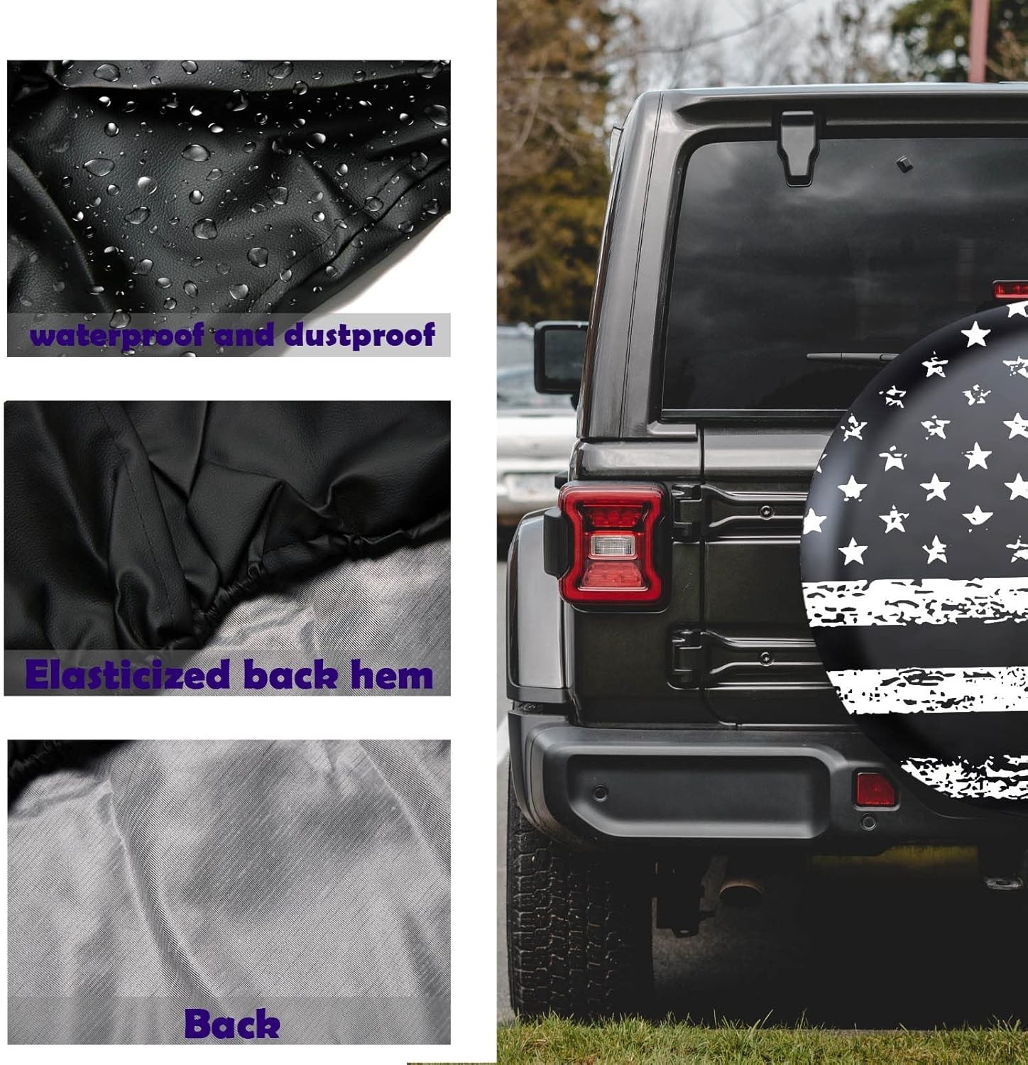 18″ American Flag Spare Tire Cover Fit Jeep Wrangler Rv SUV Truck Travel Trailer