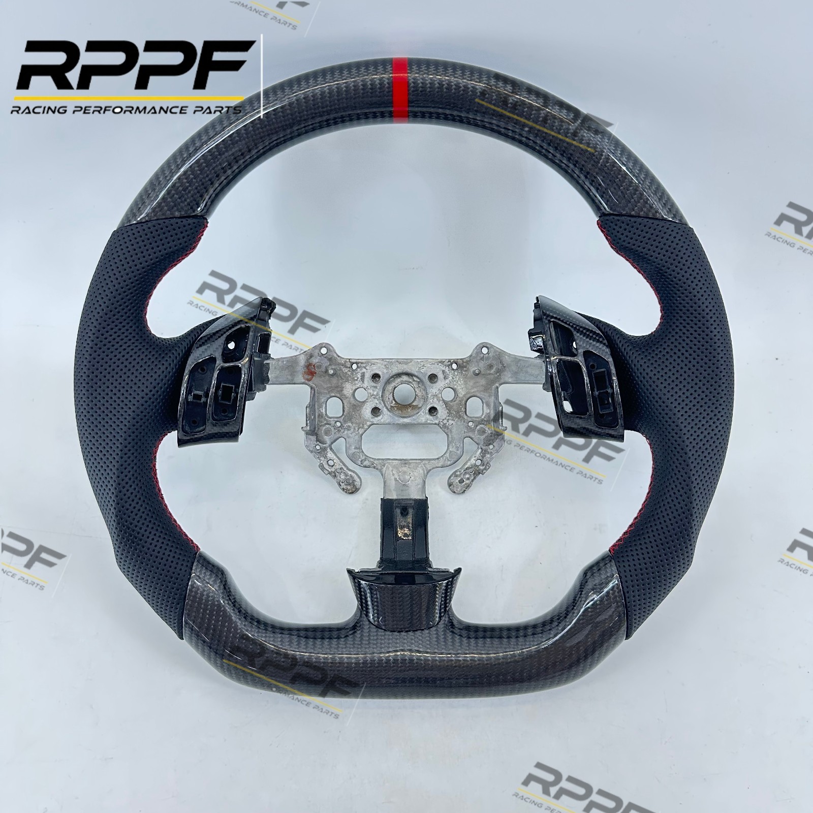 RPPF Carbon Fiber Steering Wheel Black Leather For Acura TSX 2004 2005 2006-2008