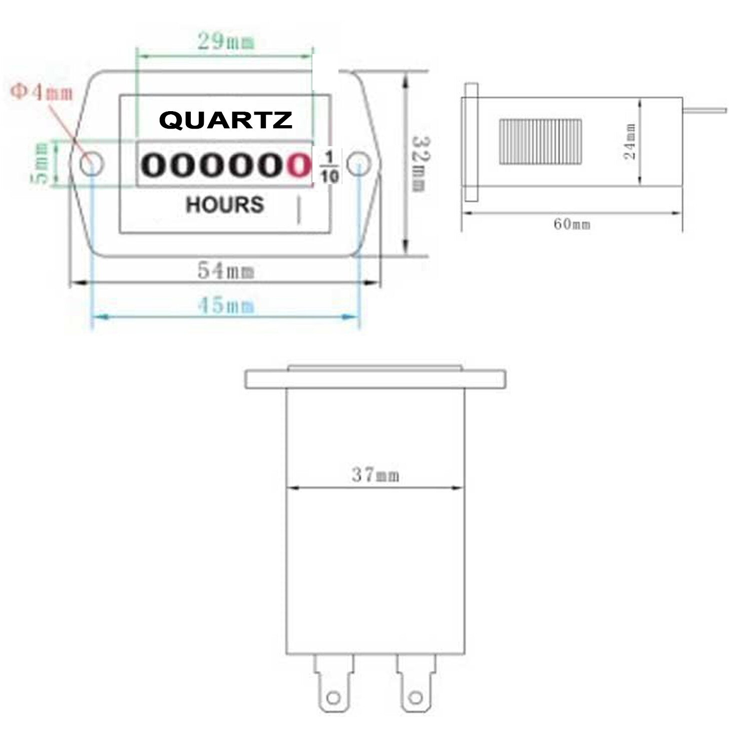 12v-36v truck tractor diesel outboard Engine Hour Meter for Boat Car Truck