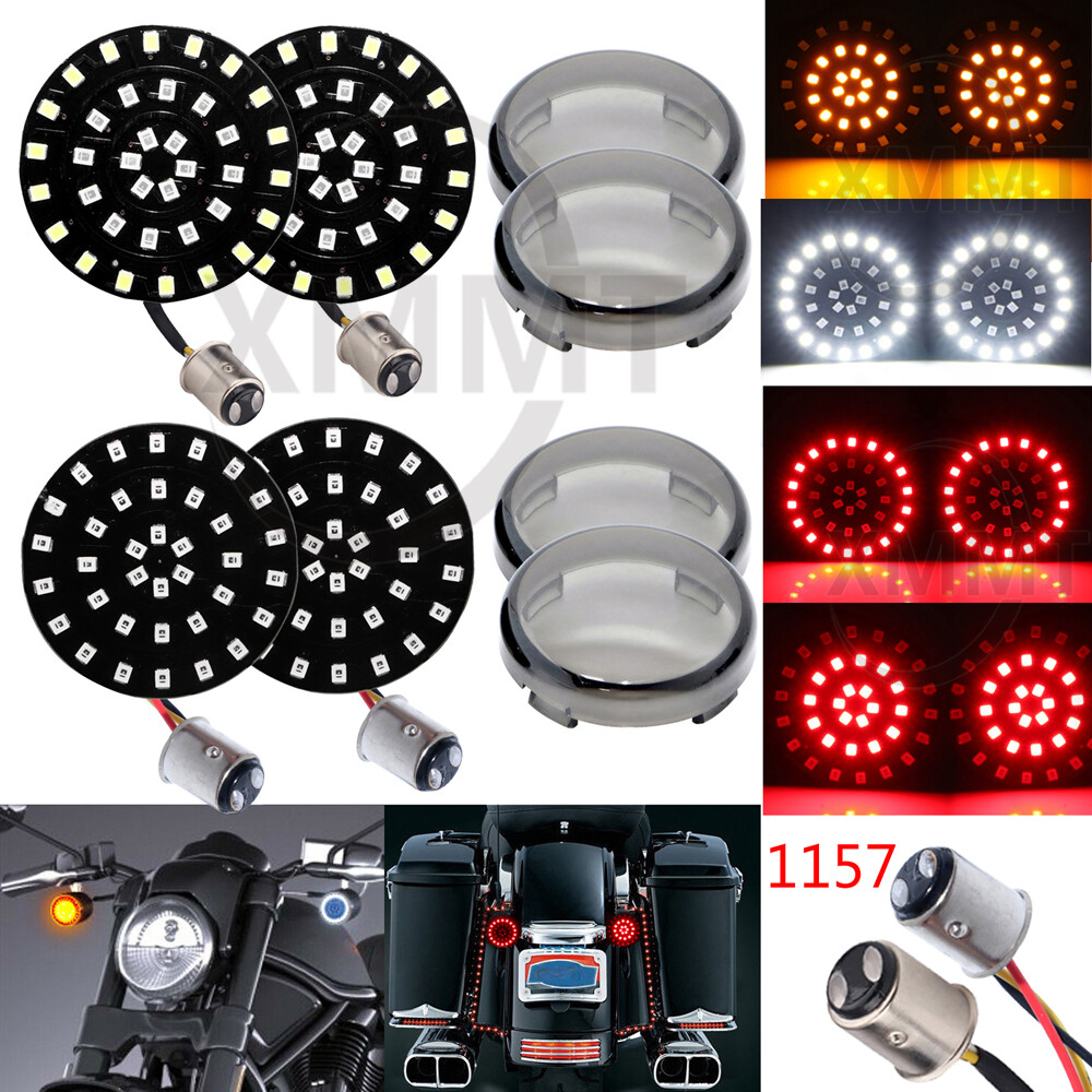 1157 White Amber & Red LED Turn Signals w/Lens For Harley Softail Deluxe FLSTN