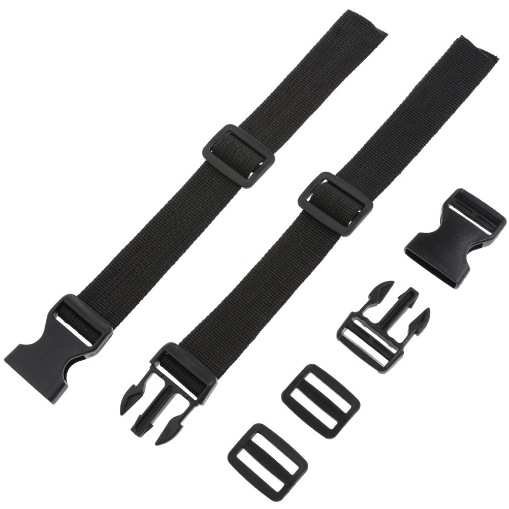 2Pcs Adjustable Black Lashing Straps with Buckle for Cargo and Luggage