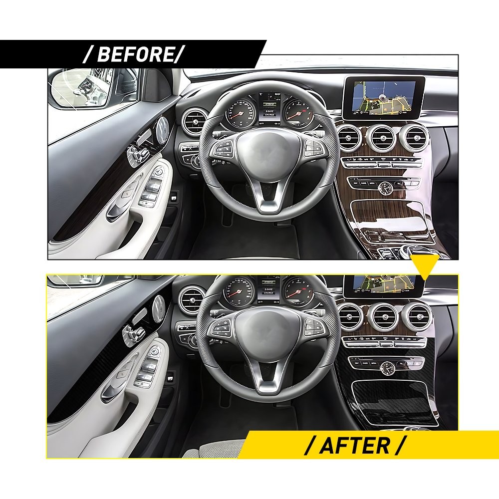 Carbon Fiber Interior Decor Trim For Mercedes Benz C-Class GLC 2015 16-2018 EAH