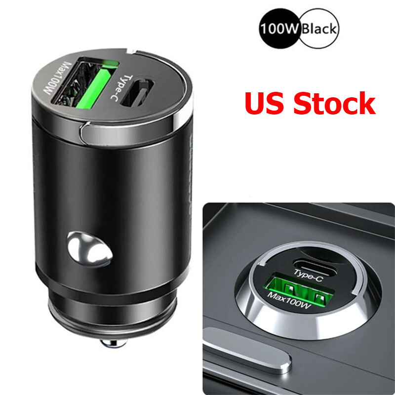 100W Mini Dual USB Type-C PD Car Phone Charger Fast Charge Adapter Accessories