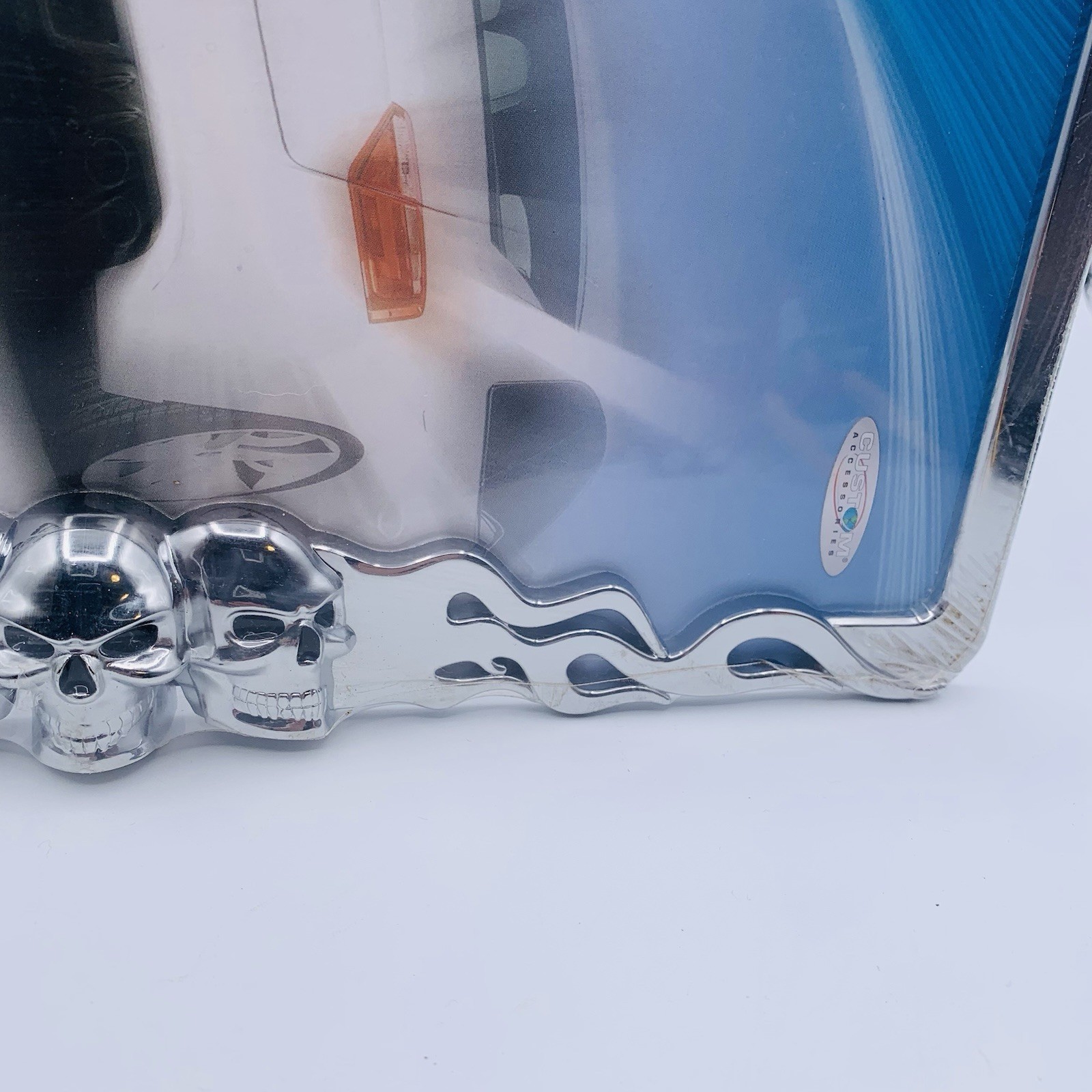 Skull & Flames Custom Design Metal License Plate/ Tag Frame / Holder
