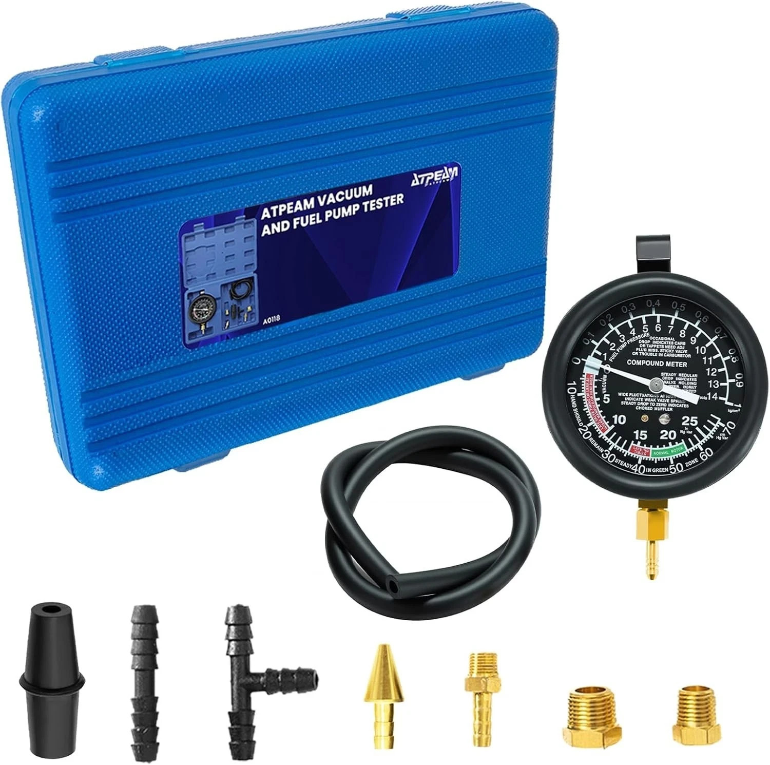 Vacuum Gauge, Universal Vacuum Gauge Automotive Kit for Car & Truck