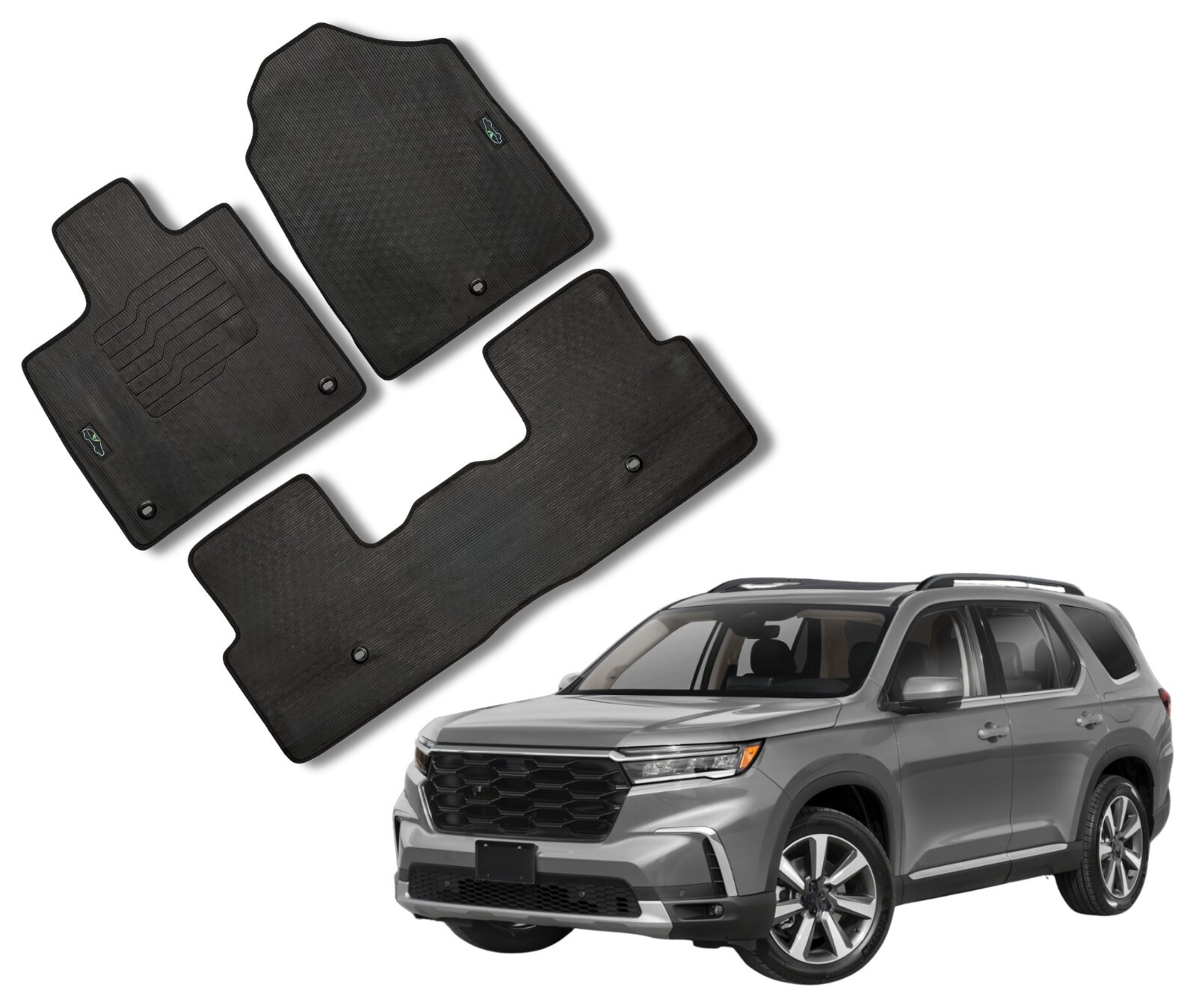 All-Weather Floor Mats For 2023 and 2024 Honda Pilot Front and Rear Black