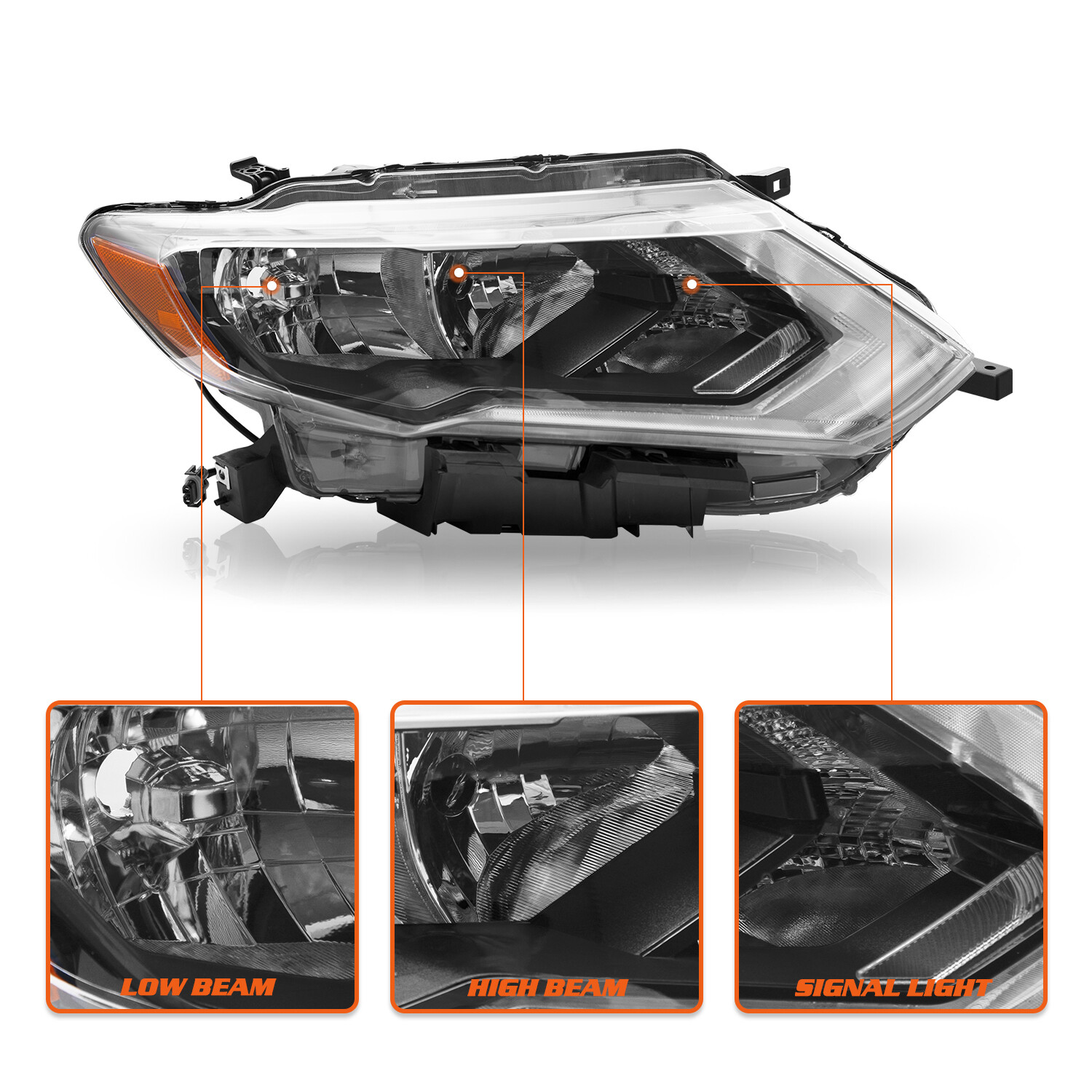 For 2017 2018 2019 Nissan Rogue 4Dr Right Passenger Side Headlight Assembly Lamp