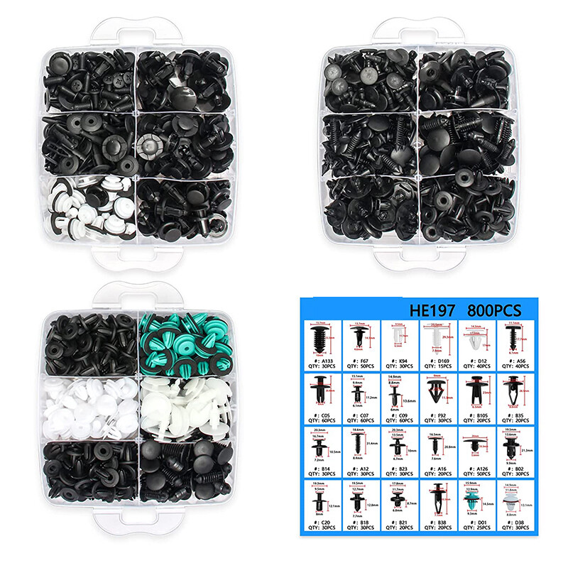 801PCS Car Retainer Clips Auto Fasteners Push Trim Clips Pin Rivet Bumper Kit US