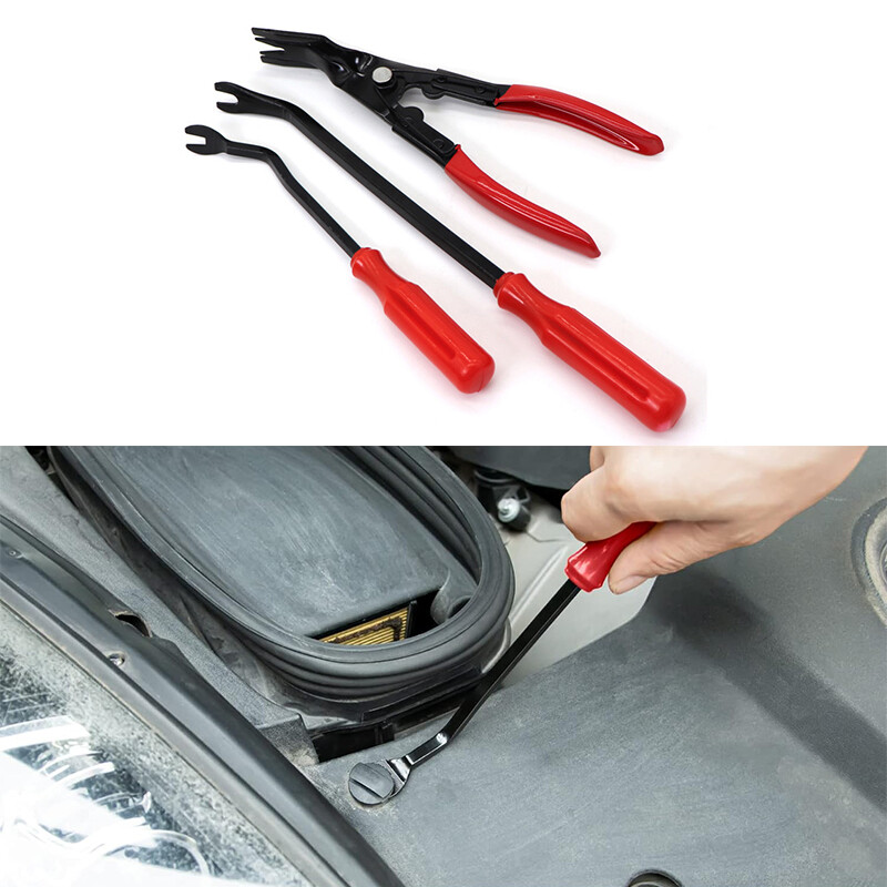 3Pcs Car Door Panel Remover Body Retainer Clip Set Trim Upholstery Pry Tool Red