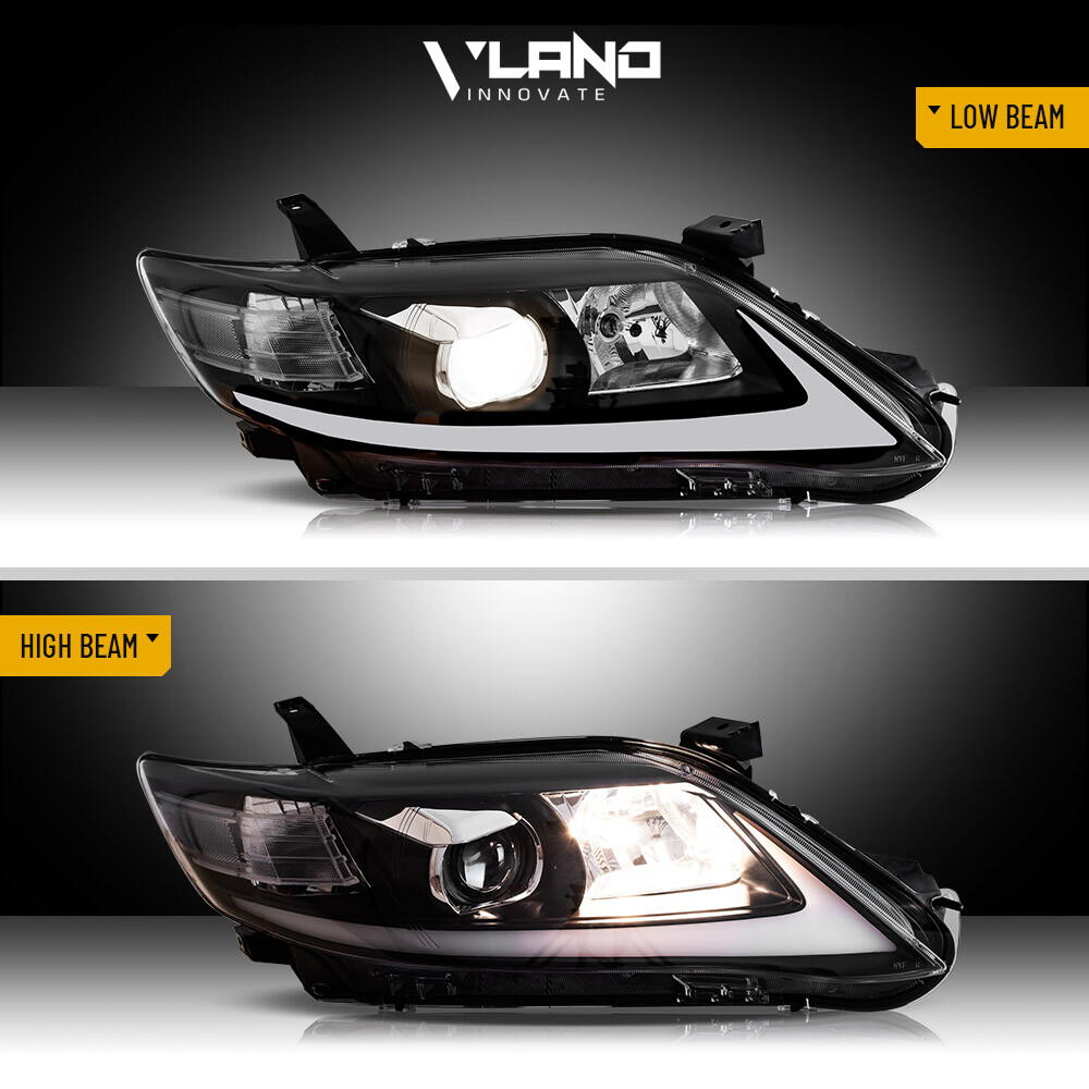Pair VLAND Headlight LED DRL Headlights For 2010-2011 Toyota Camry W/Lights Beam