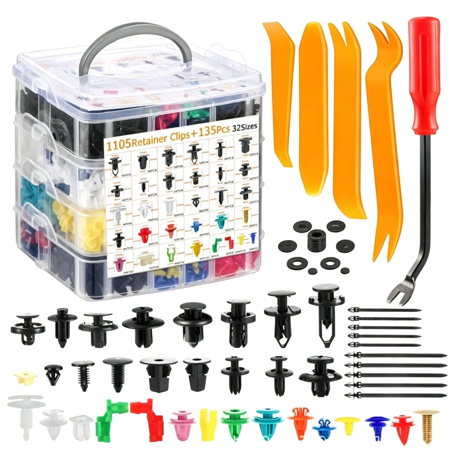 1240 PCS Car Retainer Clips Auto Fasteners Push Trim Clips Pin Rivet Bumper Kit