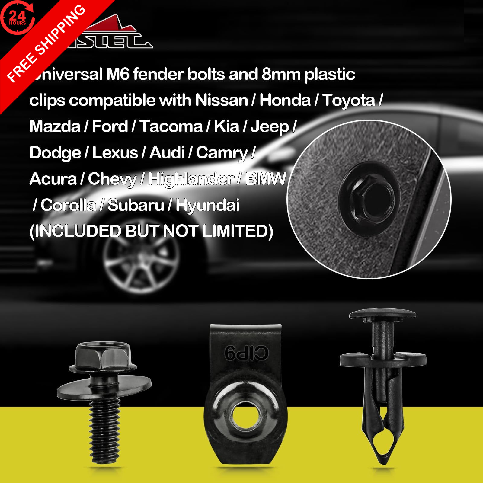 Xislet 45PCS Universal Style Engine Under Cover Splash Shield 45PCS, black