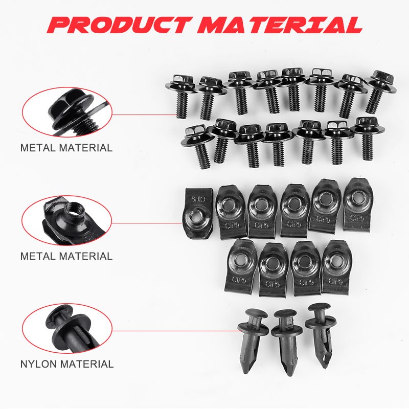 Car Body Bolts & U-nut Clips Engine Under Cover Splash Shield Guard Hardware Kit