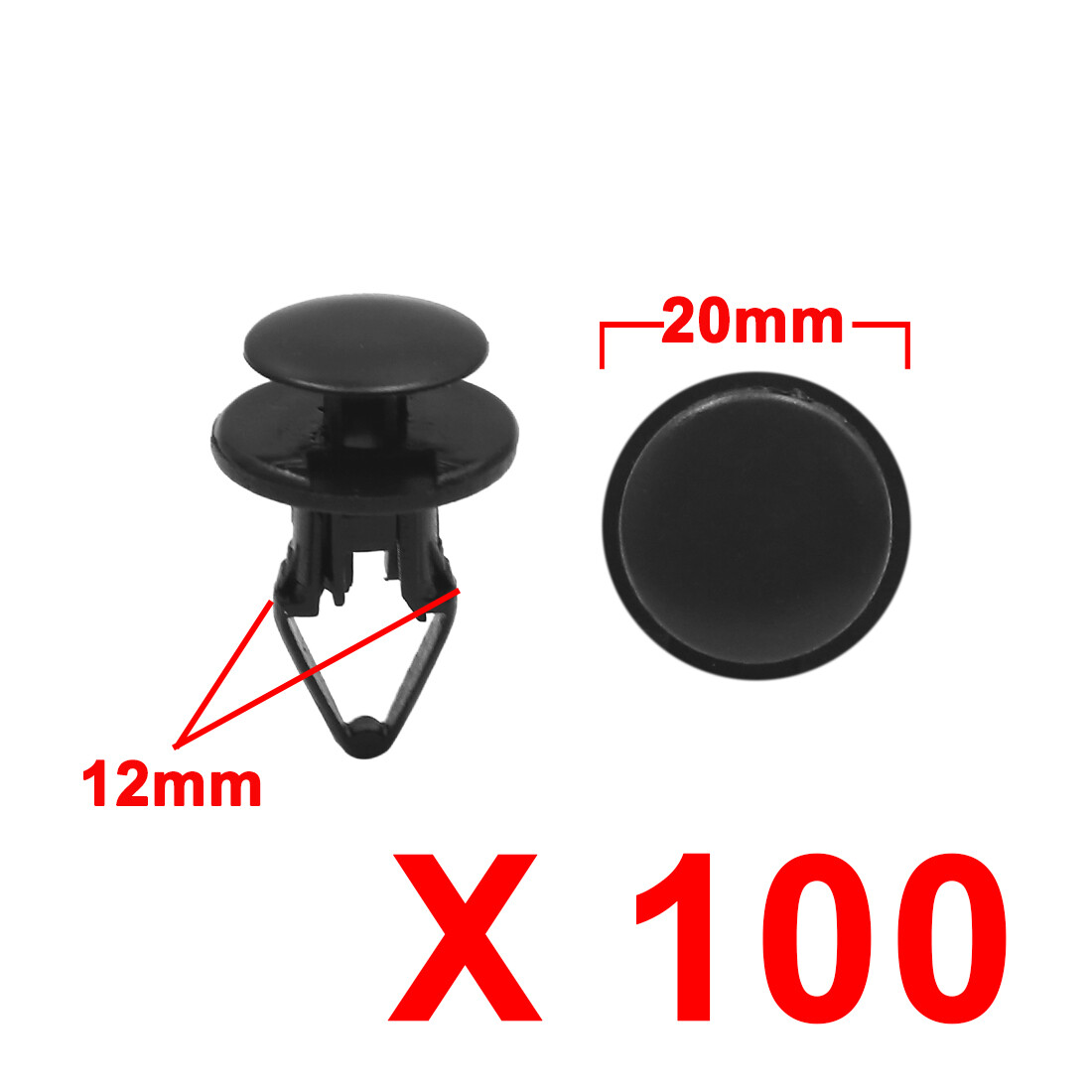 100 Pcs 12mm Hole Plastic Rivets Car Bumper Fender Retainer Push Type Clips
