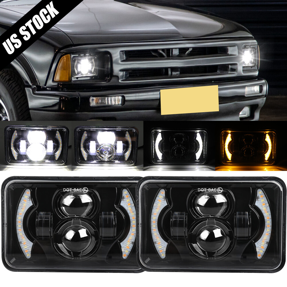 2PC 4×6″ LED Headlights Hi-Lo DRL Sealed Beam for 1994-1997 Chevy S10 Blazer DOT