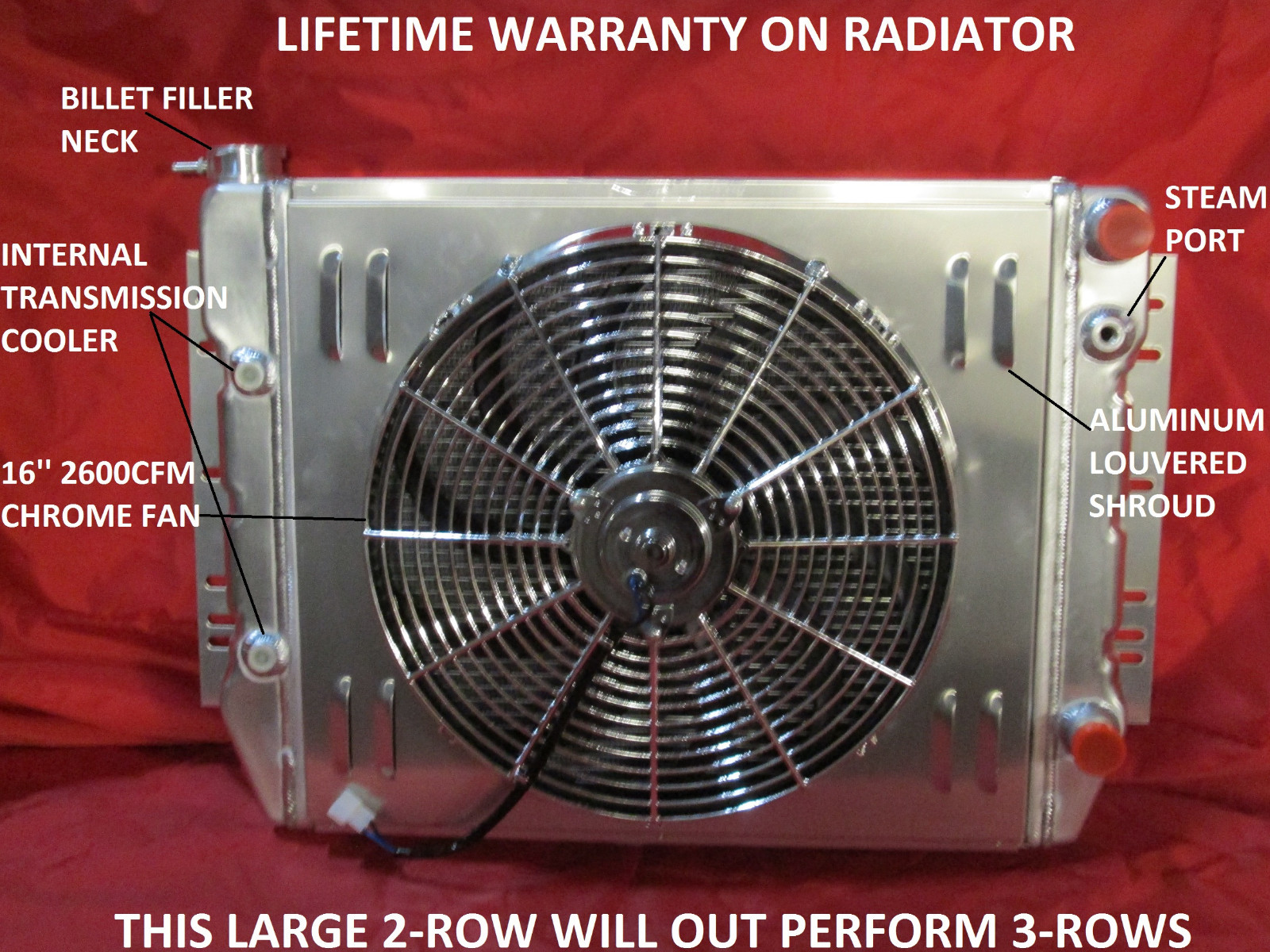 1959-1970 Impala Bel Air Caprice Biscayne Cross Flow Radiator LS Swap Shroud Fan