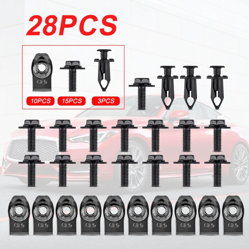 Car Body Bolts & U-nut Clips Engine Under Cover Splash Shield Guard Hardware Kit