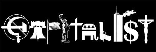 3×9 inch Black Capitalist Bumper Sticker (Coexist Style GOP Cross Flag freedom)
