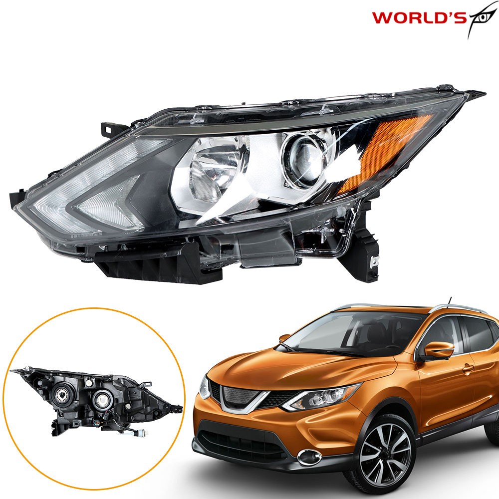 For 2017 2018 2019 Nissan Rogue Sport Halogen Headlight Assembly black Left Side
